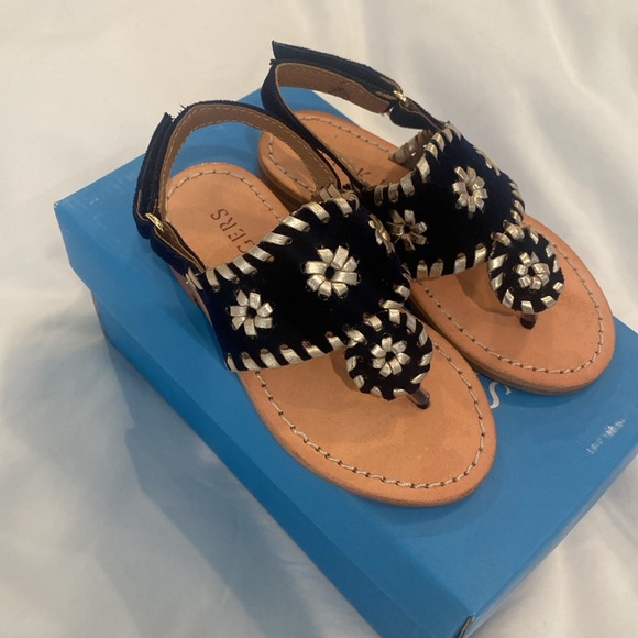 NWT Jack Rogers toddler sandals navy and gold - Picture 2 of 5